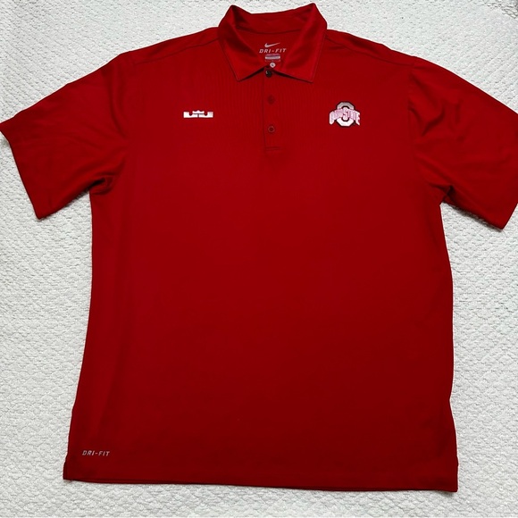 Nike Dri-Fit Ohio State Buckeyes Polo Shirt Black Lebron LJ OSU Men’s Size Large - Picture 1 of 14